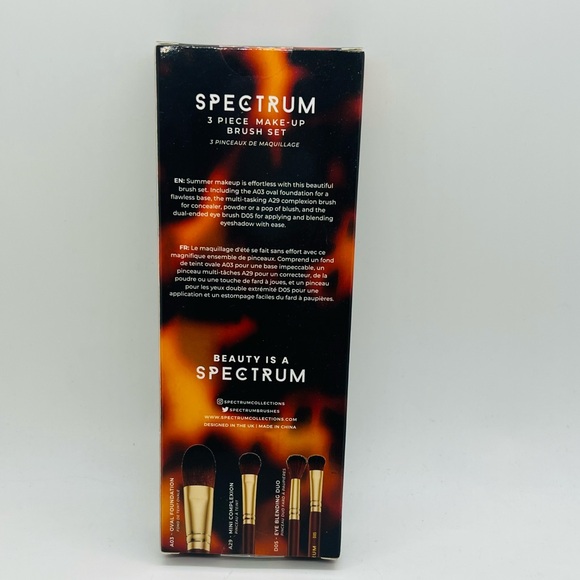 NWT Spectrum 3 Piece Make-Up Brush Set - Tortoiseshell - Picture 8 of 8
